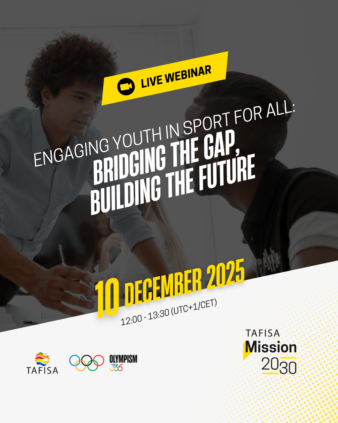 Join our Mission 2030 Webinar on Engaging Youth in Sport for All